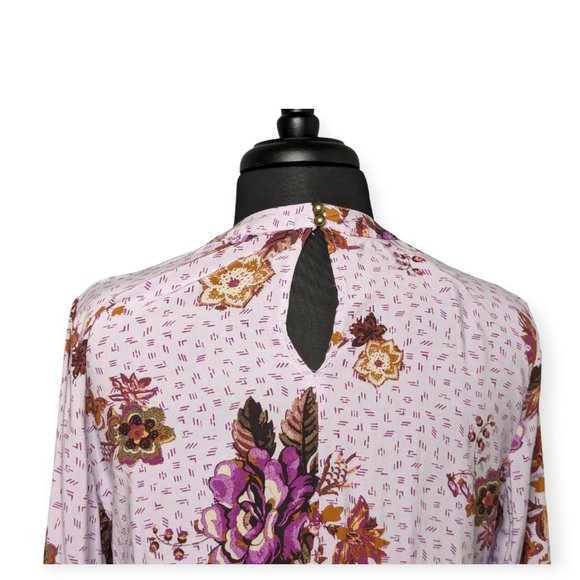 Maurice's Pink & Purple Floral Long Sleeve Blouse Size Medium - Picture 9 of 15